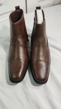 Vance Co. Alex Men's Brown Faux Leather Cap-Toe Zip-up Dress Boots Size 10.5